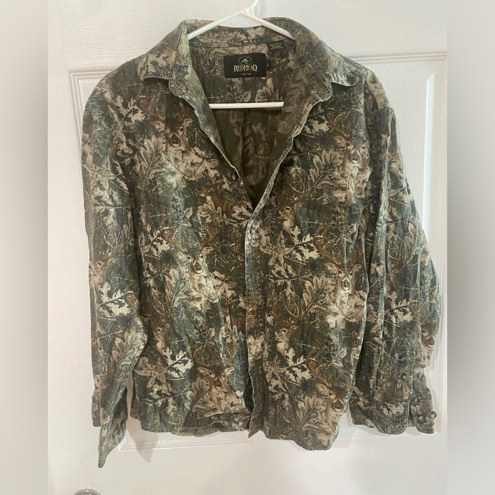 RedHead Forest Camo Button-Up Hunting Deer Shirt Outdoor Workwear Y2K Streetwear